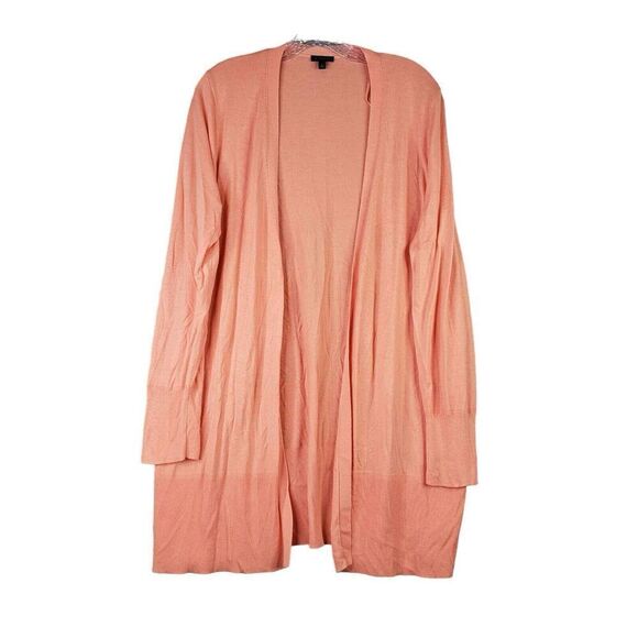 Talbots Cardigan Sweater Peachy Pink Womens Size L Large Long Open Front Cotton - Picture 2 of 10